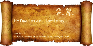 Hofmeister Mariann névjegykártya